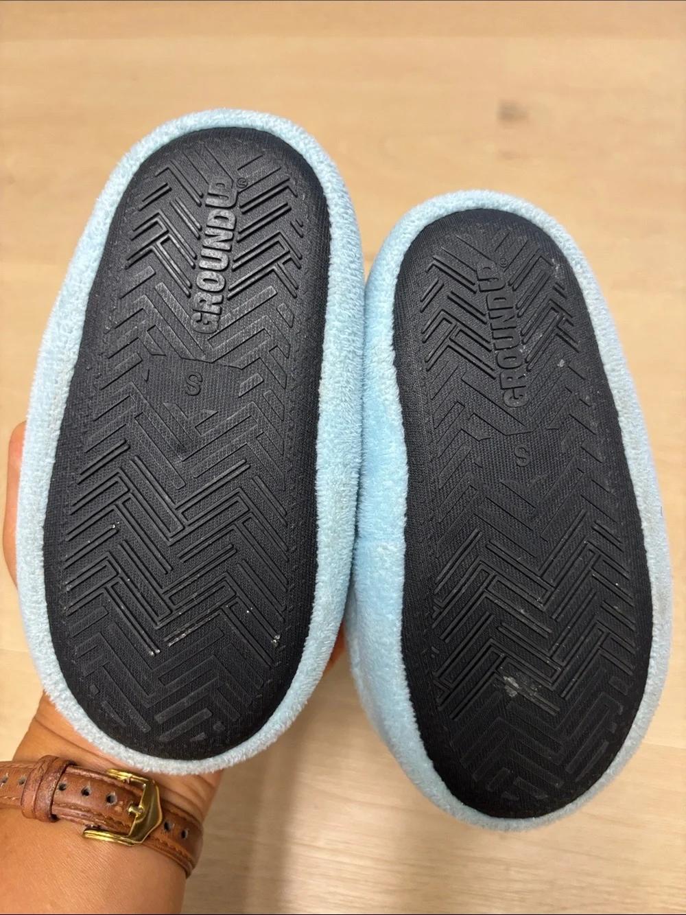 Blue Plush Kids Slip-On Slippers with Cartoon Character